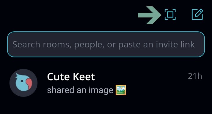 Messaging on Keet ✉️ Share your profile with a QR code.
